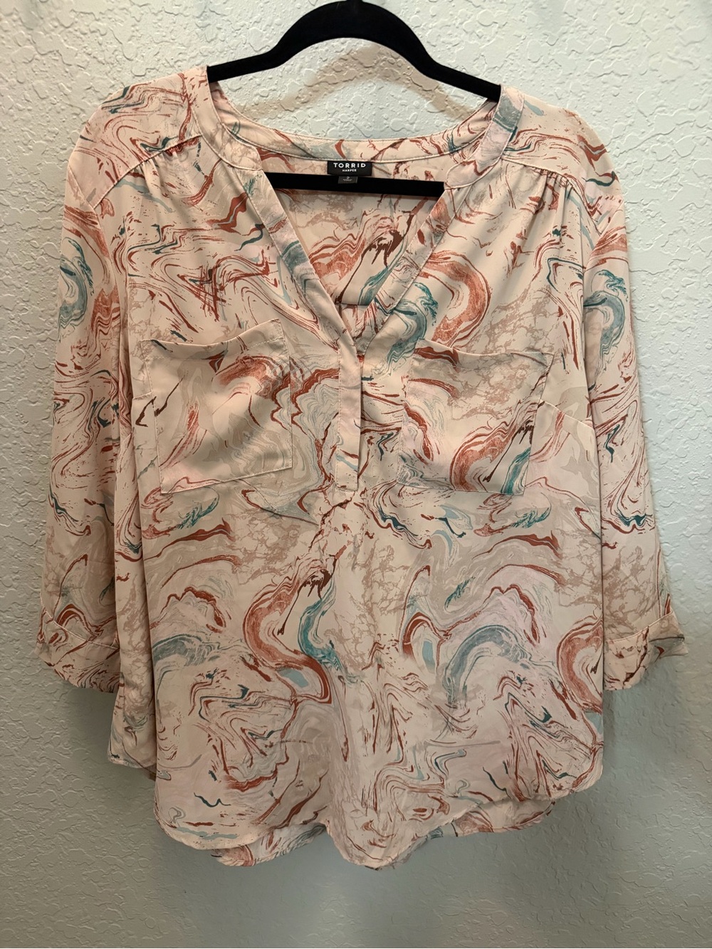 Torrid Harper Marble-Print V-Neck Blouse